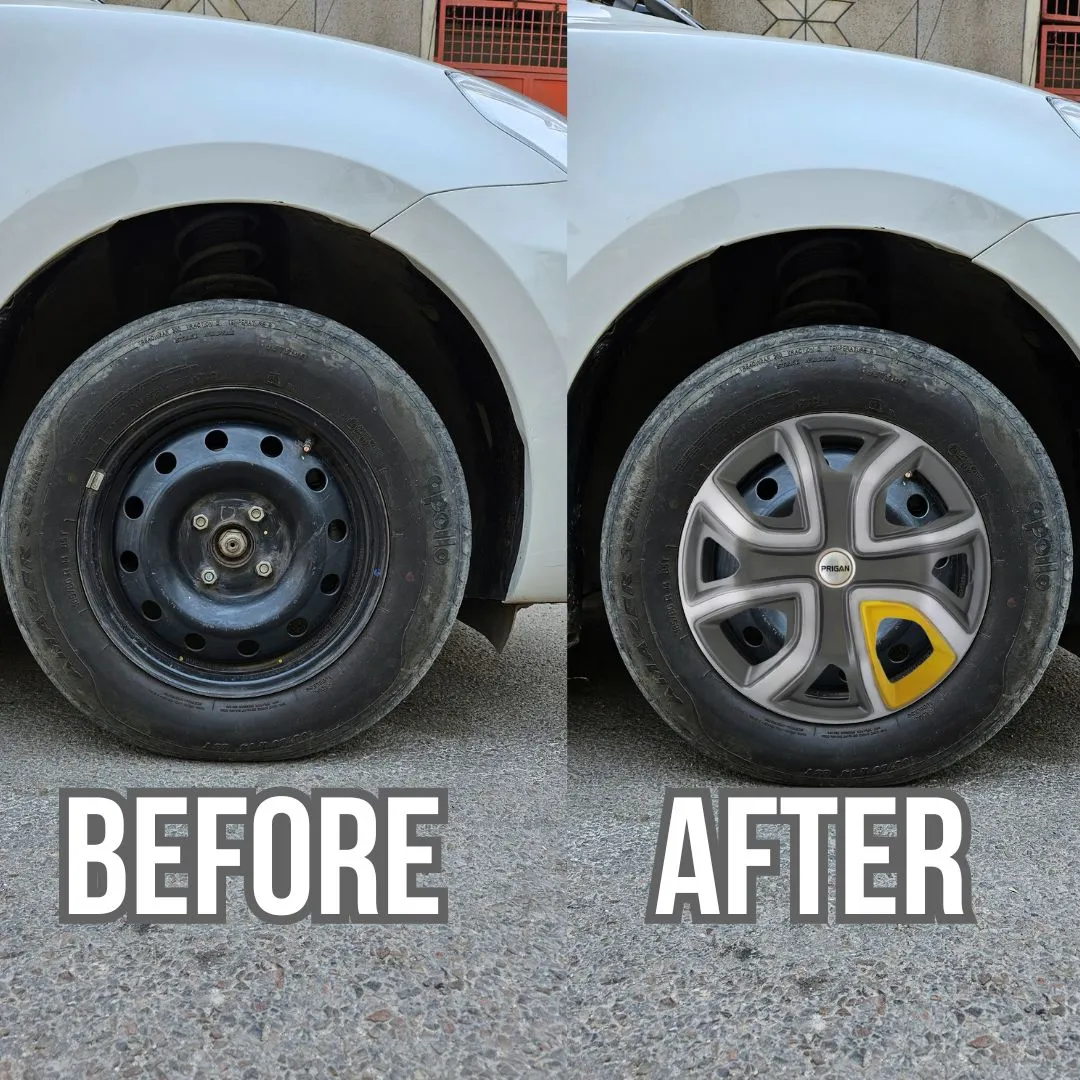 PRIGAN ALTROZ 14 INCH GREY SILVER YELLOW 14 WHEEL COVER  (Set of 4)  AVAILABLE IN 14 INCH - Image 3