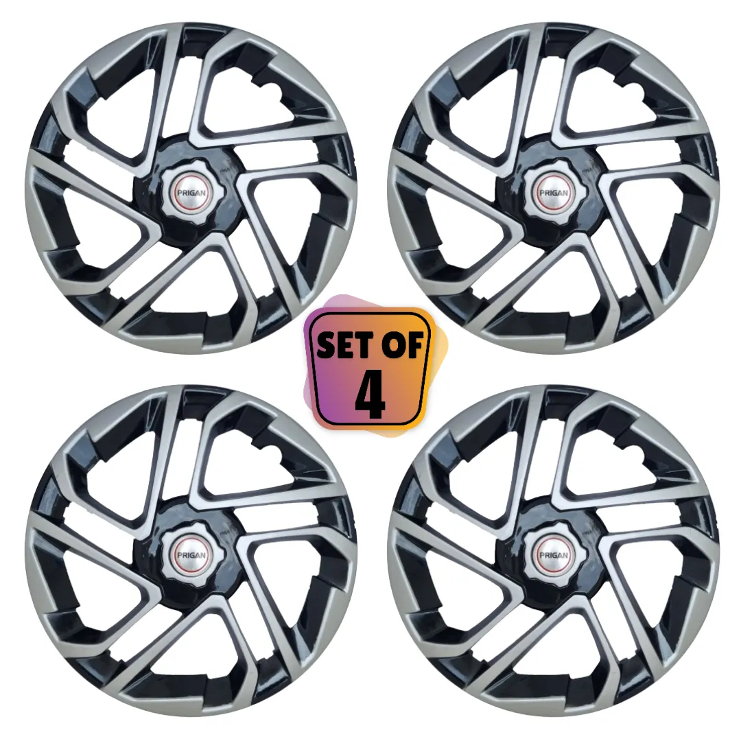 PRIGAN ANTIQUE SILVER BLACK WHEEL COVER  (Set of 4)  AVAILABLE IN 13,14,15,16 INCH - Image 2