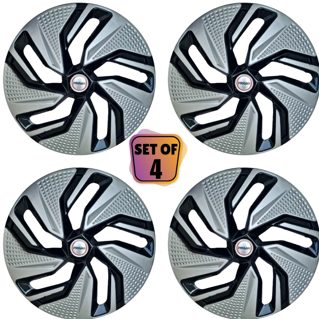 PRIGAN BLAZE BLACK SILVER WHEEL COVER  (Set of 4)  AVAILABLE IN 13,14,15,16 INCH - Image 2