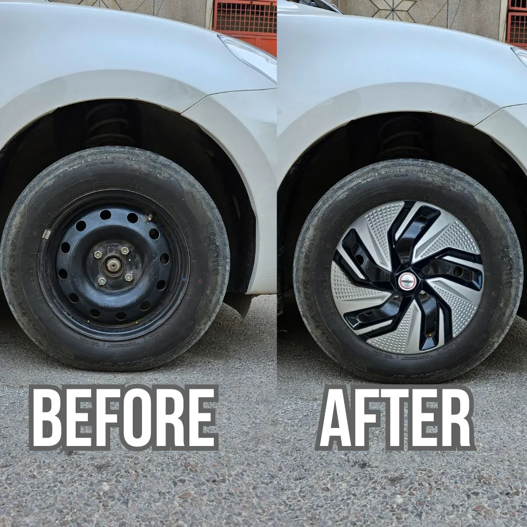 PRIGAN BLAZE BLACK SILVER WHEEL COVER  (Set of 4)  AVAILABLE IN 13,14,15,16 INCH - Image 3