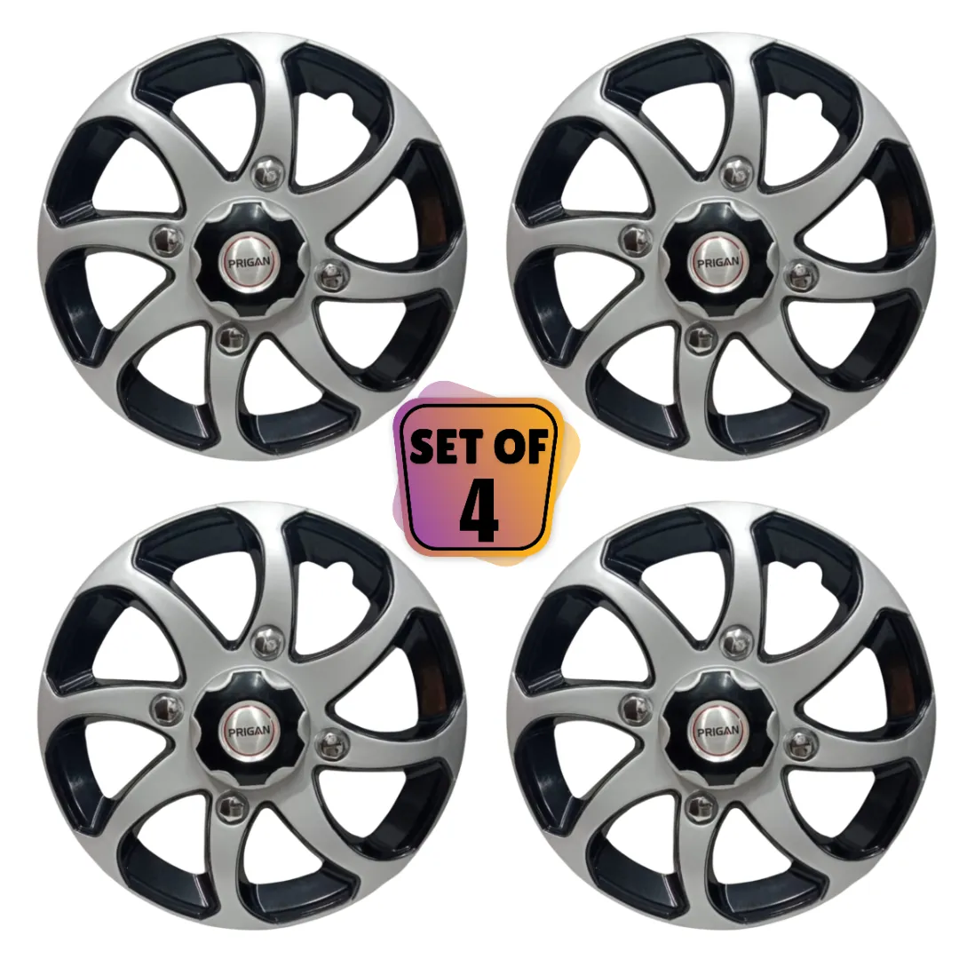 PRIGAN BOLERO TYPE-3 15 INCH SILVER BLACK WHEEL COVER  (Set of 4)  AVAILABLE IN 15 INCH - Image 2