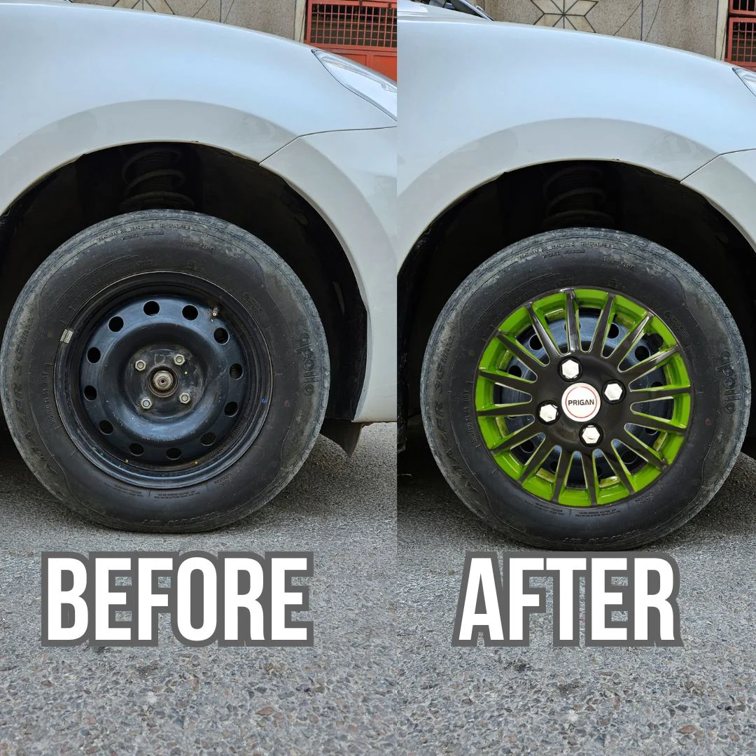 PRIGAN CAMRY BLACK GREEN WHEEL COVER  (Set of 4)  AVAILABLE IN 12,13,14,15,16 INCH - Image 3