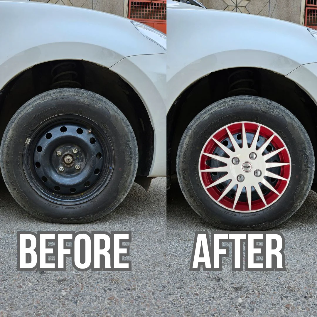 PRIGAN CAMRY WHITE RED WHEEL COVER  (Set of 4)  AVAILABLE IN 12,13,14,15,16 INCH - Image 3