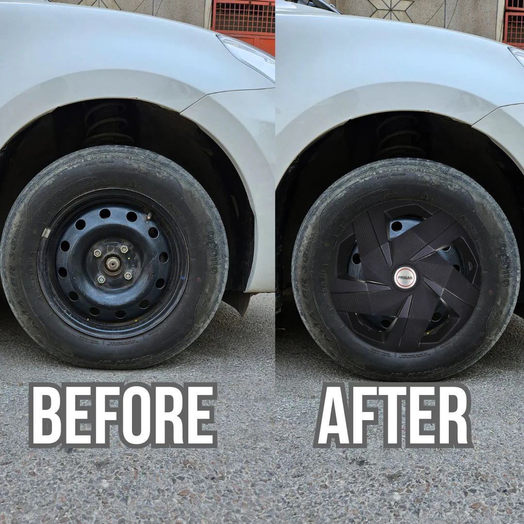PRIGAN CARBON 15 INCH BLACK WHEEL COVER  (Set of 4)  AVAILABLE IN 15 INCH - Image 3