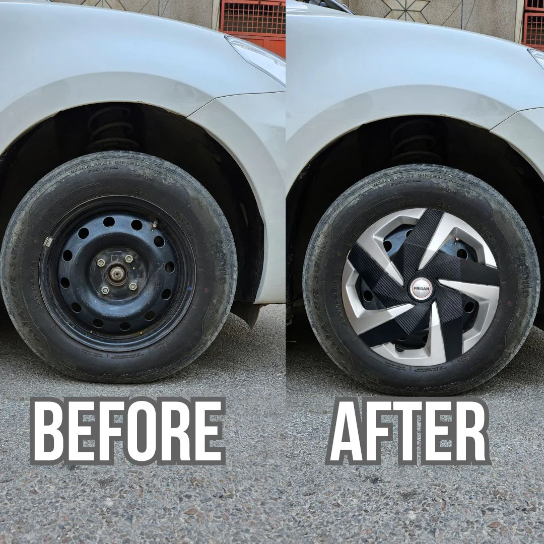 PRIGAN CARBON 15 INCH SILVER BLACK WHEEL COVER  (Set of 4)  AVAILABLE IN 15 INCH - Image 3