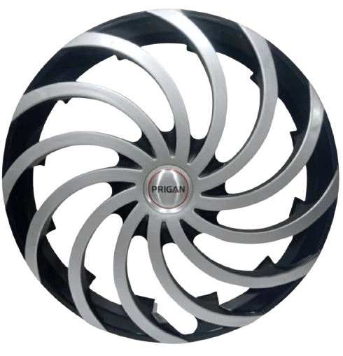 PRIGAN CYCLONE BLACK SILVER WHEEL COVER  (Set of 4)  AVAILABLE IN 12,13,14,15,16,17  INCH