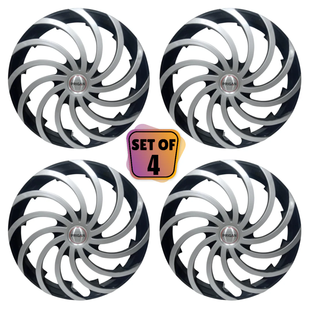 PRIGAN CYCLONE BLACK SILVER WHEEL COVER  (Set of 4)  AVAILABLE IN 12,13,14,15,16,17  INCH - Image 2