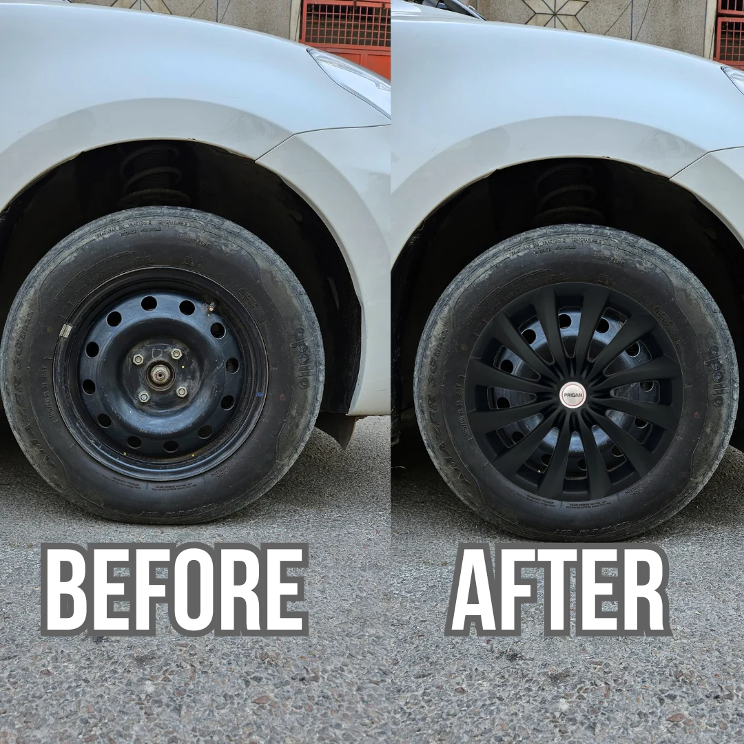 PRIGAN DZIRE TYPE 3 MATTE BLACK WHEEL COVER  (Set of 4)  AVAILABLE IN 14 INCH - Image 3
