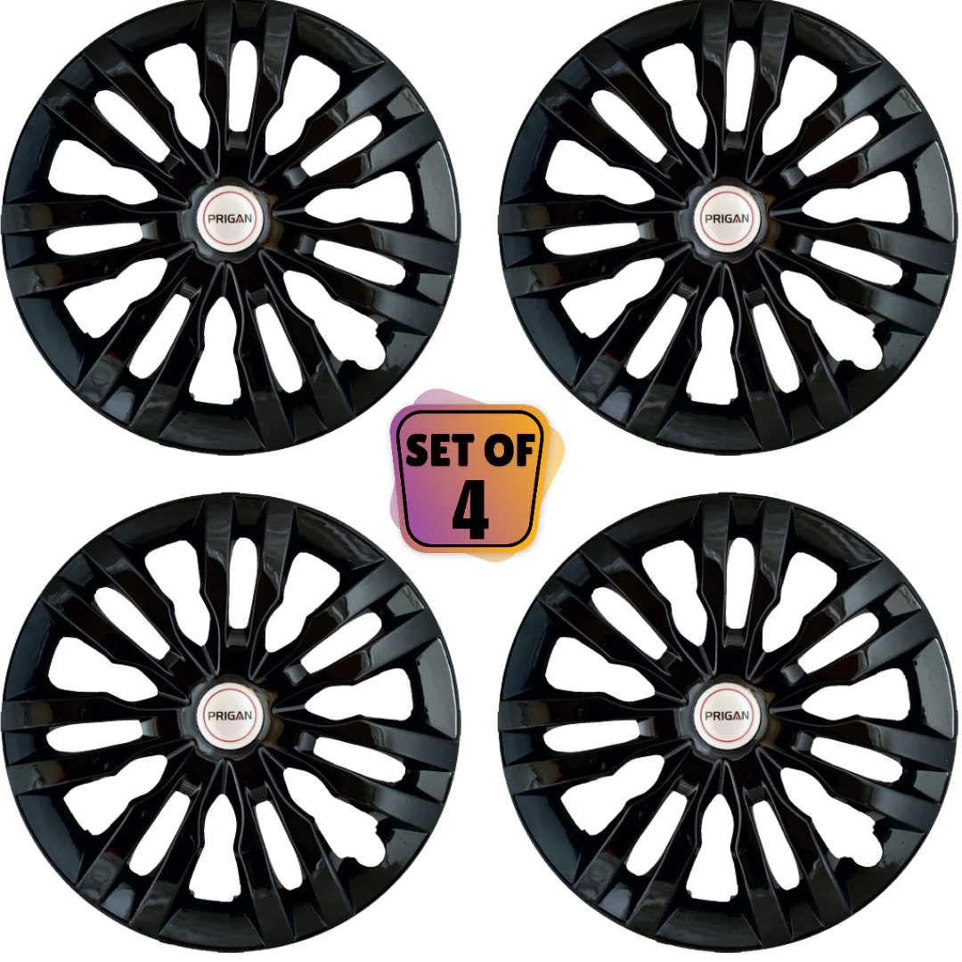 PRIGAN DZIRE TYPE 4 GLOSSY BLACK WHEEL COVER  (Set of 4)  AVAILABLE IN 14 INCH - Image 2