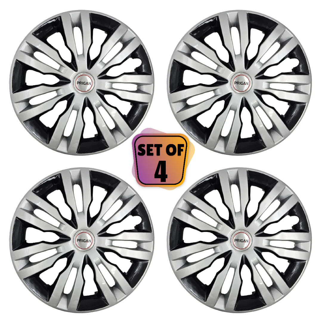 PRIGAN DZIRE TYPE 4 SILVER BLACK WHEEL COVER  (Set of 4)  AVAILABLE IN 14 INCH - Image 2