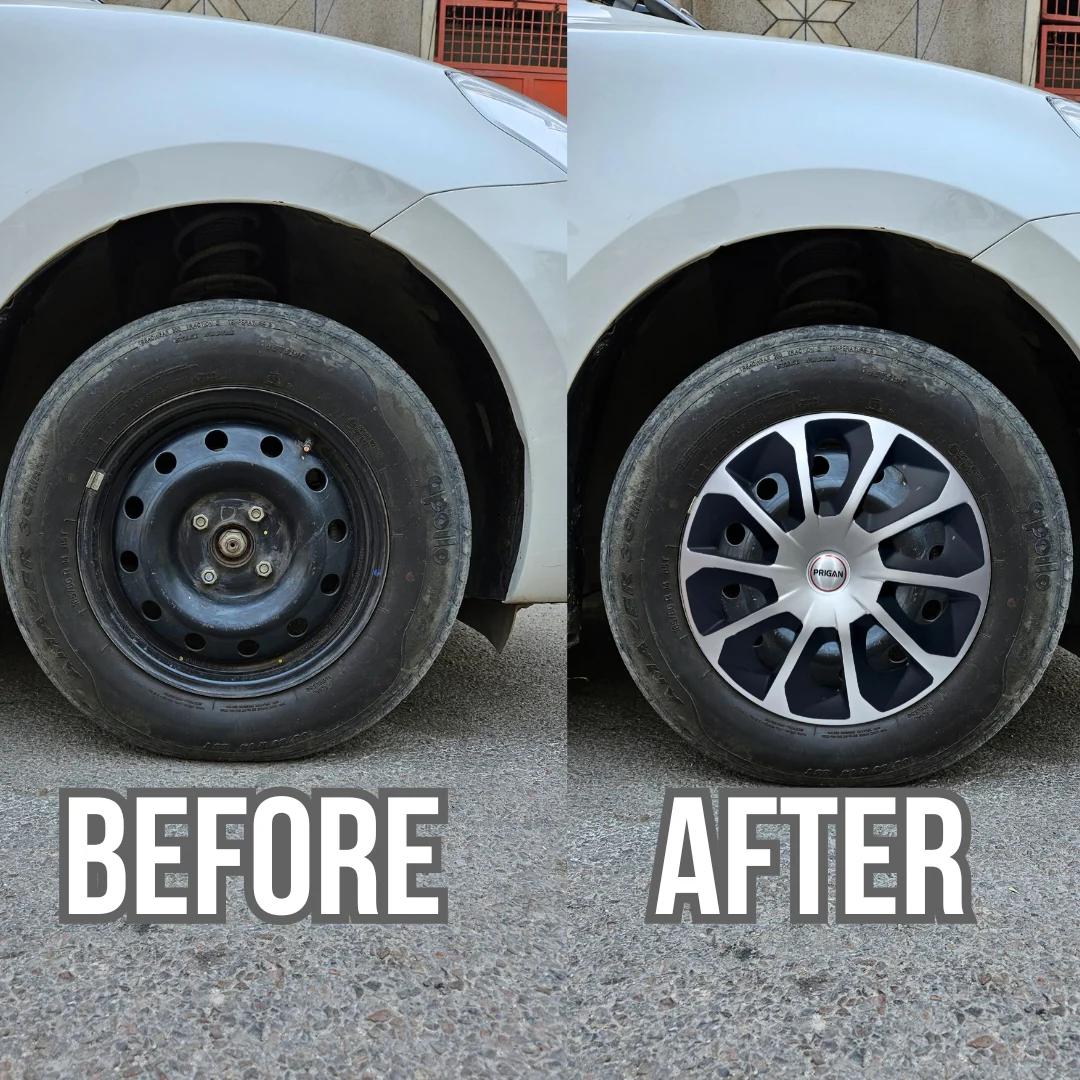 PRIGAN DZIRE TYPE 5 SILVER BLACK WHEEL COVER  (Set of 4)  AVAILABLE IN 14 INCH - Image 3