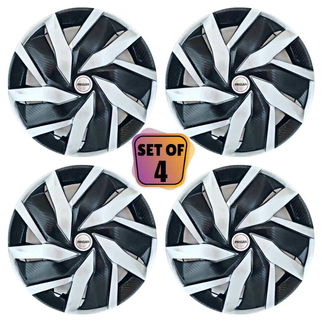 PRIGAN EAGLE BLACK-SILVER WHEEL COVER  (Set of 4)  AVAILABLE IN 12,13,14,15 INCH - Image 2