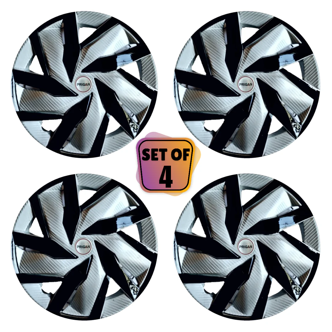 PRIGAN EAGLE SILVER-BLACK WHEEL COVER  (Set of 4)  AVAILABLE IN 12,13,14,15 INCH - Image 2