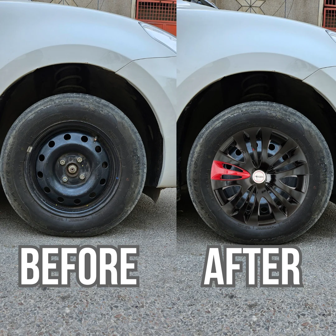 PRIGAN ERTIGA-T1 BLACK-RED WHEEL COVER  (Set of 4)  AVAILABLE IN 12,13,14,15 INCH - Image 3