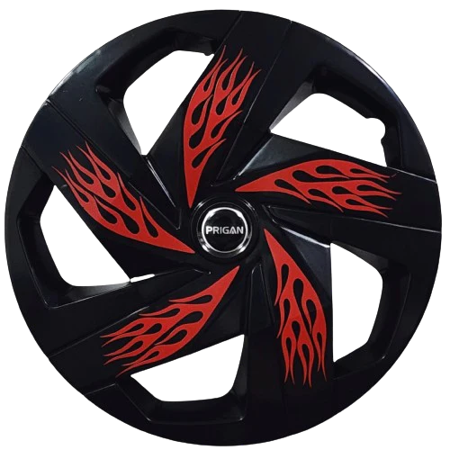 PRIGAN FIREBOLT BLACK RED WHEEL COVER  (Set of 4)  AVAILABLE IN 12,13,14,15,16,17  INCH - Image 3