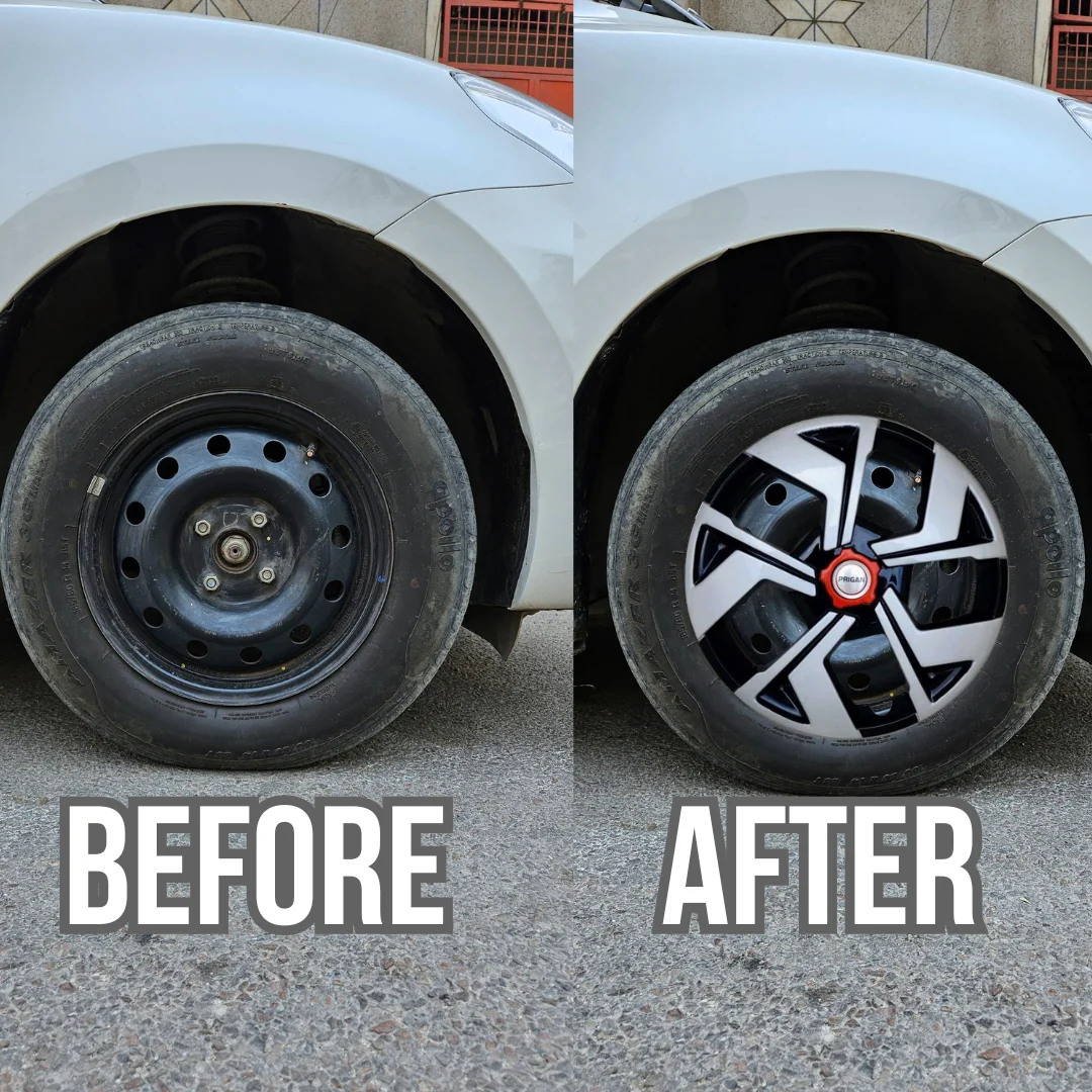 PRIGAN HAWK INCH BLACK SILVER WHEEL COVER  (Set of 4)  AVAILABLE IN 13,14 INCH - Image 3