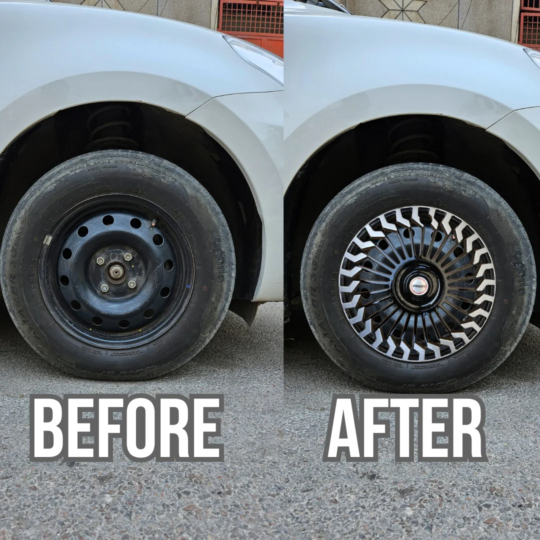 PRIGAN HUNTER BLACK SILVER WHEEL COVER  (Set of 4)  AVAILABLE IN 13,14,15,16 INCH - Image 3