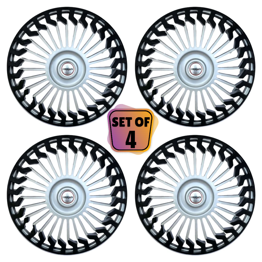 PRIGAN HUNTER SILVER BLACK WHEEL COVER  (Set of 4)  AVAILABLE IN 13,14,15,16 INCH - Image 2