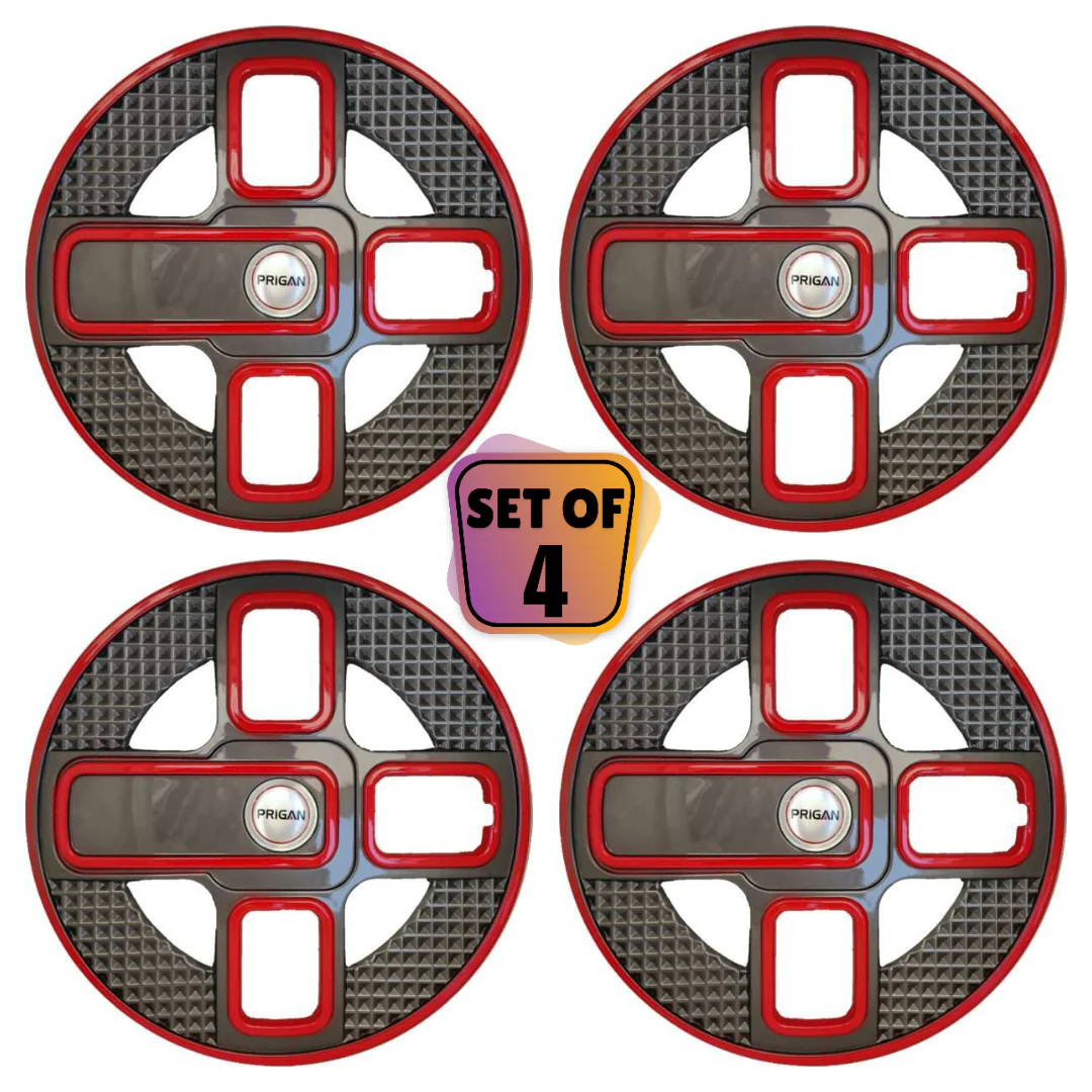 PRIGAN LAVISH 14 INCH GREY RED WHEEL COVER  (Set of 4)  AVAILABLE IN 14 INCH - Image 2