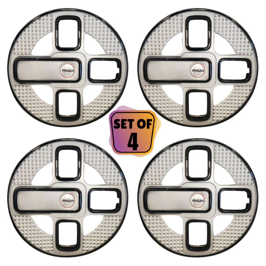 PRIGAN LAVISH 14 INCH SILVER BLACK WHEEL COVER  (Set of 4)  AVAILABLE IN 14 INCH - Image 2