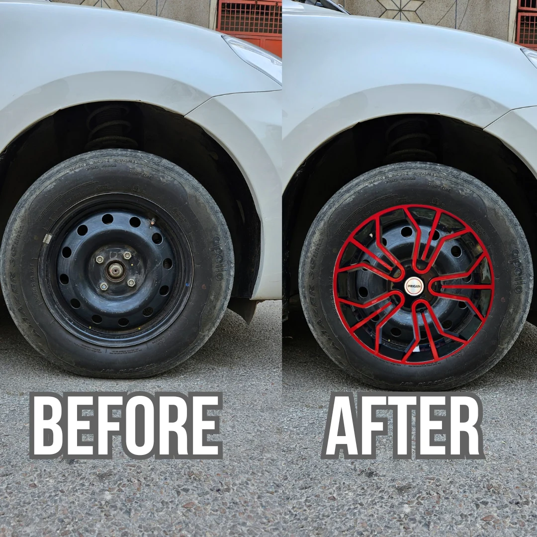 PRIGAN MAGIC BLACK RED WHEEL COVER  (Set of 4)  AVAILABLE IN 14,15 INCH - Image 3