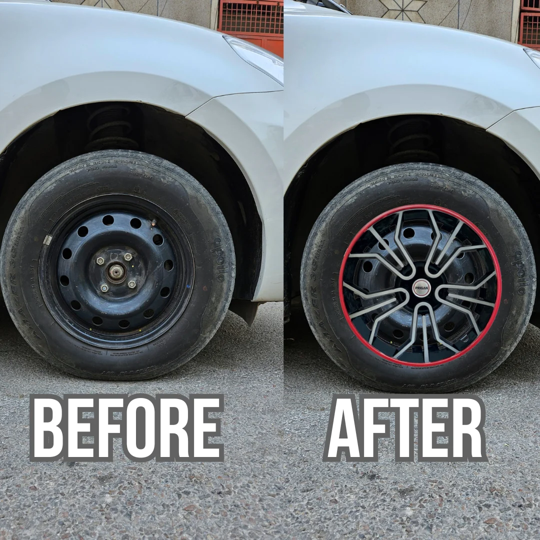 PRIGAN MAGIC SILVER BLACK RED WHEEL COVER  (Set of 4)  AVAILABLE IN 14,15 INCH - Image 3