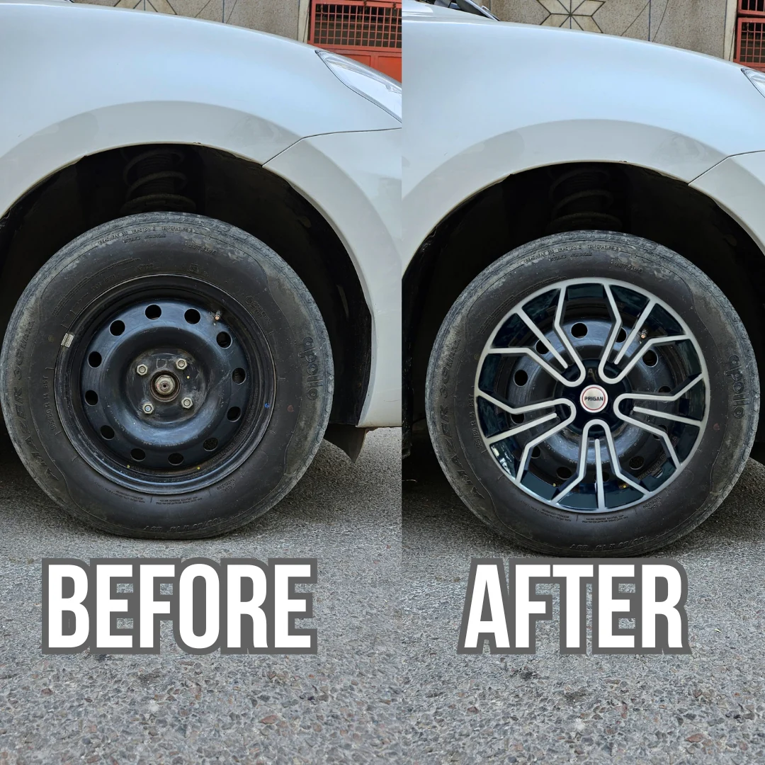 PRIGAN MAGIC SILVER BLACK WHEEL COVER  (Set of 4)  AVAILABLE IN 13,14,15 INCH - Image 3