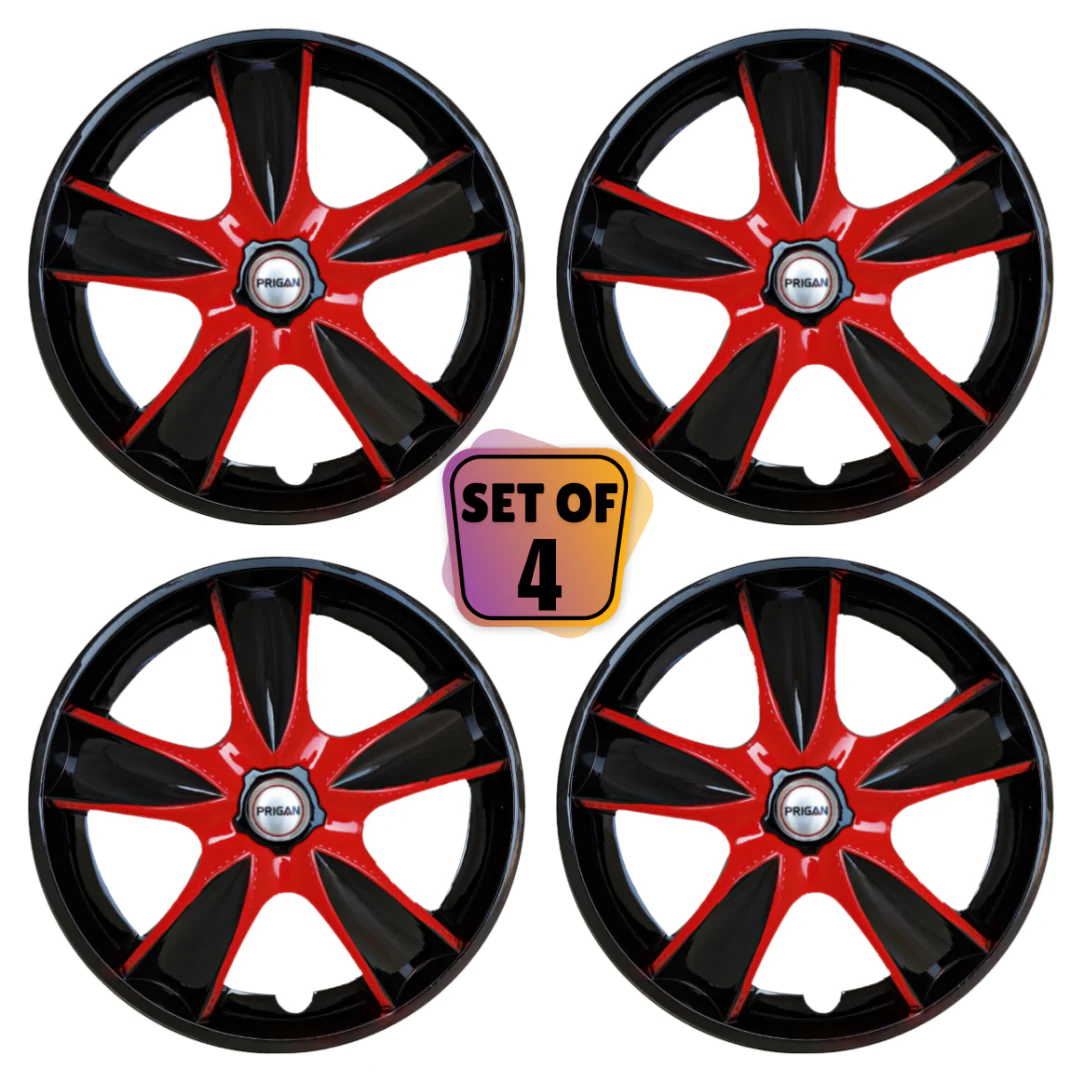 PRIGAN MAPLE BLACK RED WHEEL COVER  (Set of 4)  AVAILABLE IN 14,15 INCH - Image 2