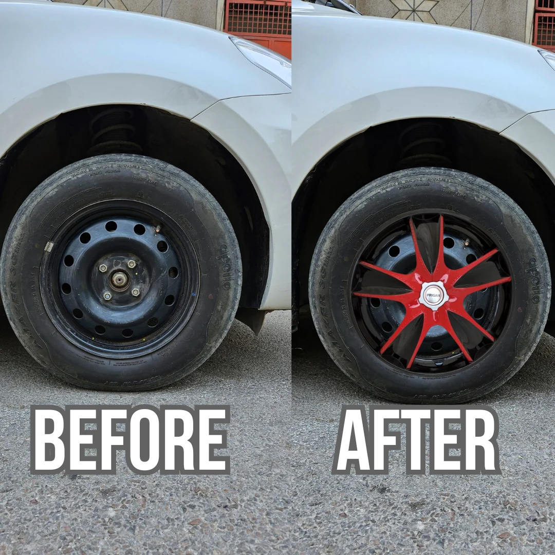 PRIGAN MAPLE BLACK RED WHEEL COVER  (Set of 4)  AVAILABLE IN 14,15 INCH - Image 3