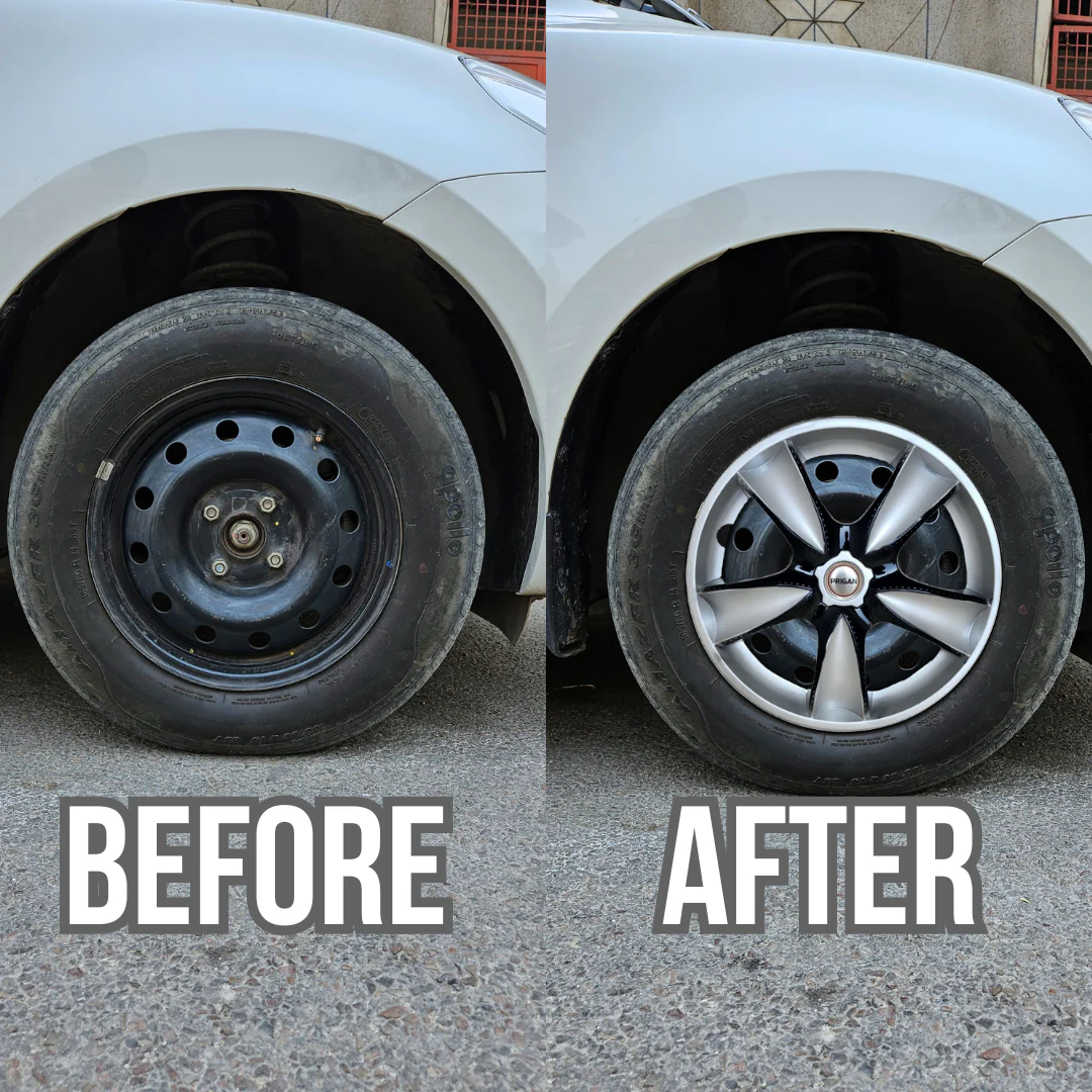 PRIGAN MAPLE SILVER BLACK WHEEL COVER  (Set of 4)  AVAILABLE IN 14,15 INCH - Image 3