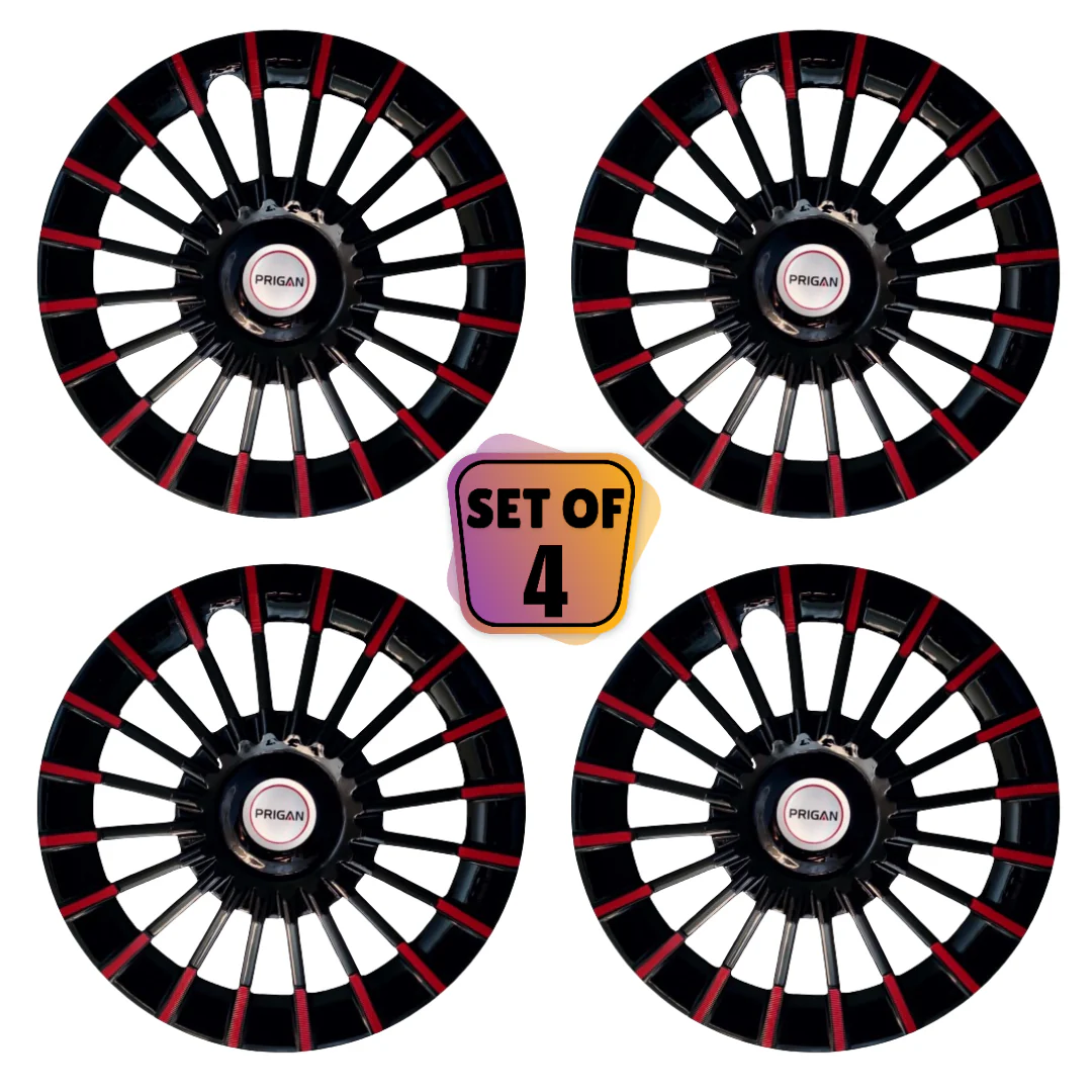 PRIGAN MARVEL BLACK RED WHEEL COVER  (Set of 4)  AVAILABLE IN 13,14 INCH - Image 2