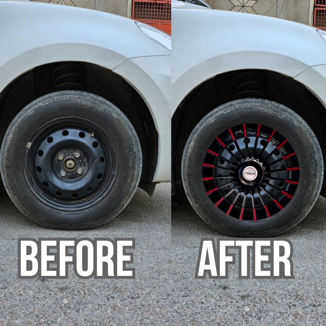 PRIGAN MARVEL BLACK RED WHEEL COVER  (Set of 4)  AVAILABLE IN 13,14 INCH - Image 3