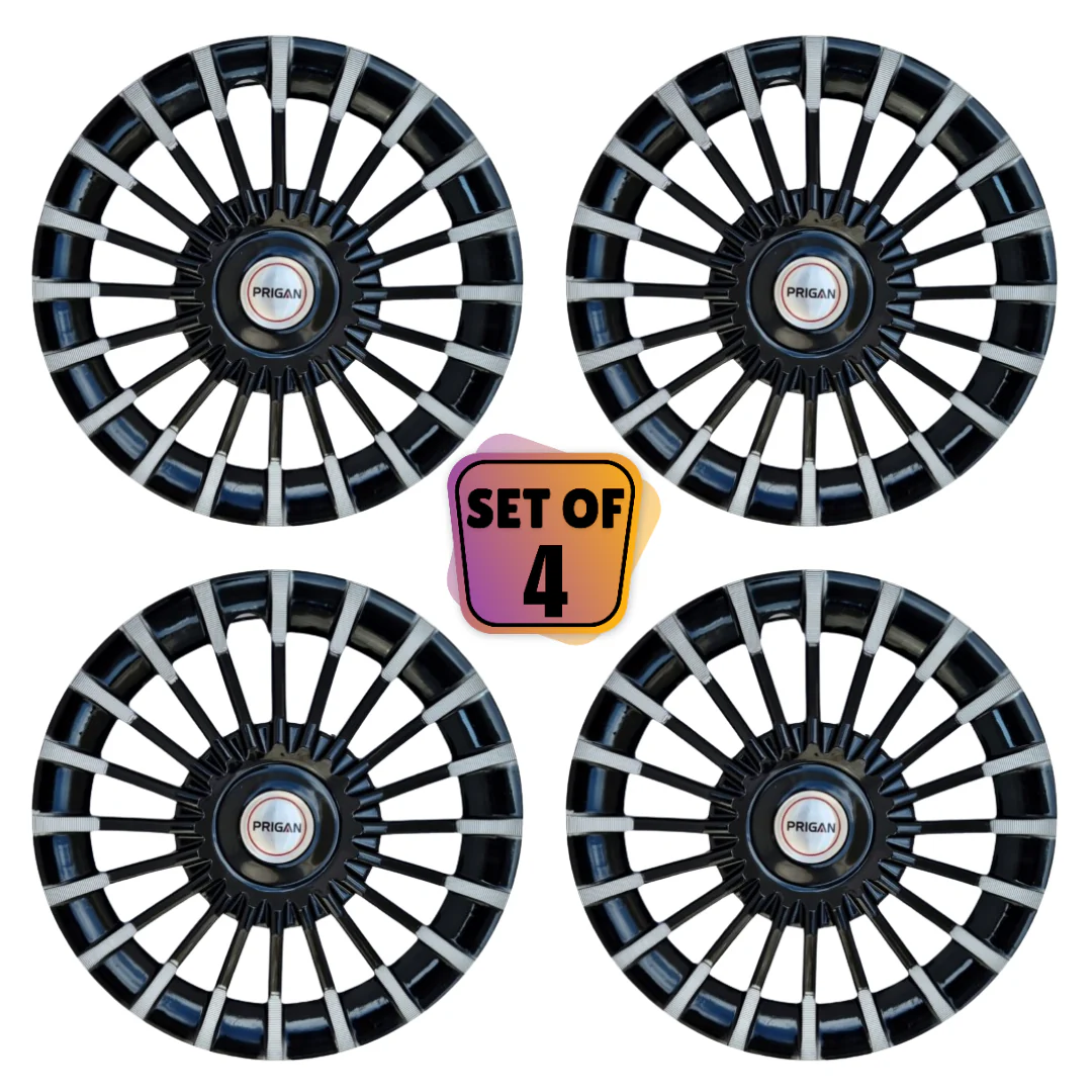 PRIGAN MARVEL BLACK SILVER WHEEL COVER  (Set of 4)  AVAILABLE IN 13,14 INCH - Image 2