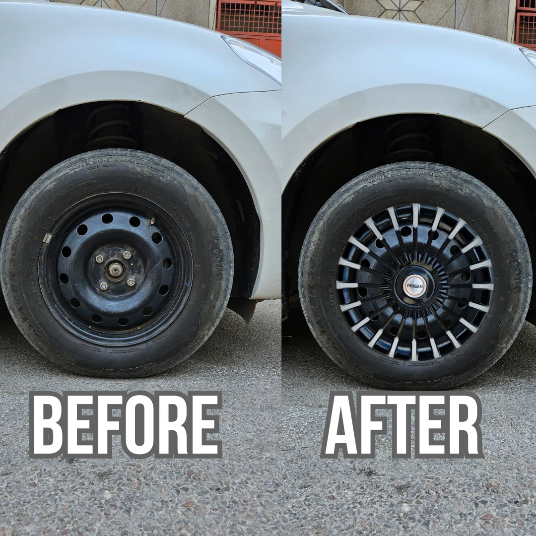 PRIGAN MARVEL BLACK SILVER WHEEL COVER  (Set of 4)  AVAILABLE IN 13,14 INCH - Image 3