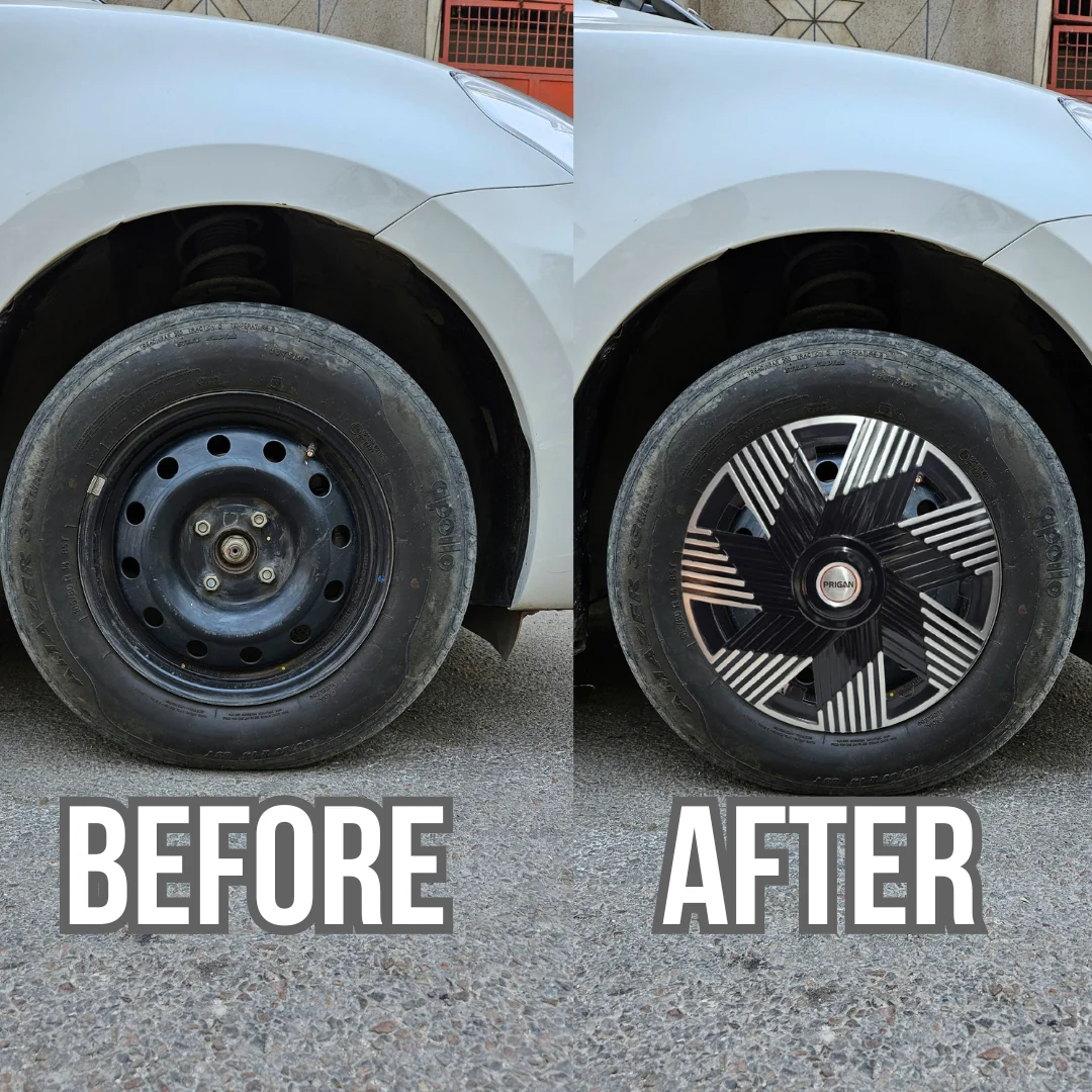 PRIGAN MATRIX BLACK SILVER WHEEL COVER  (Set of 4)  AVAILABLE IN 12,13,14,15,16 INCH - Image 3
