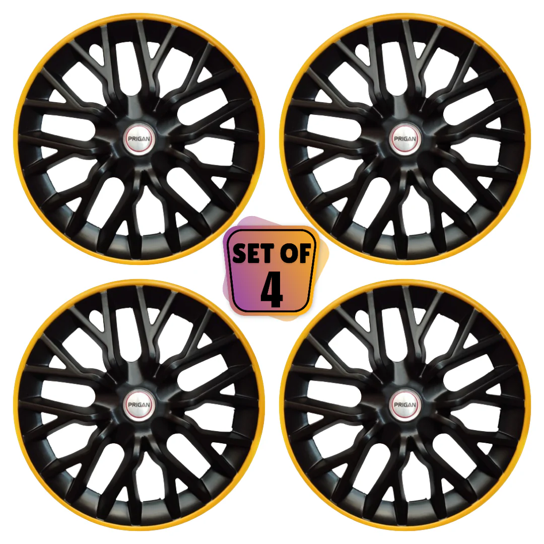 PRIGAN PHANTOM-GT YELLOW BLACK WHEEL COVER  (Set of 4)  AVAILABLE IN 12,13,14,15,16  INCH - Image 2