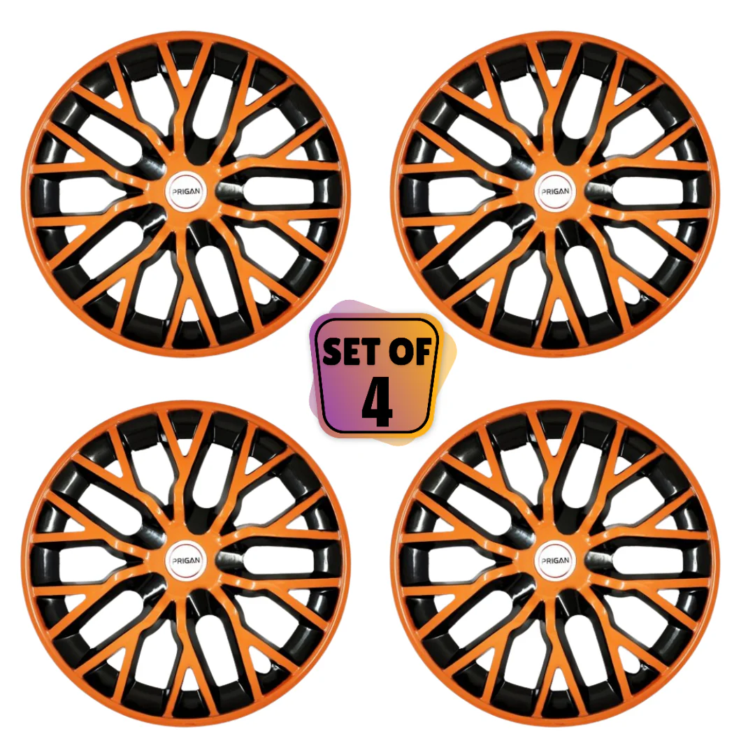 PRIGAN PHANTOM ORANGE BLACK WHEEL COVER  (Set of 4)  AVAILABLE IN 12,13,14,15,16  INCH - Image 2