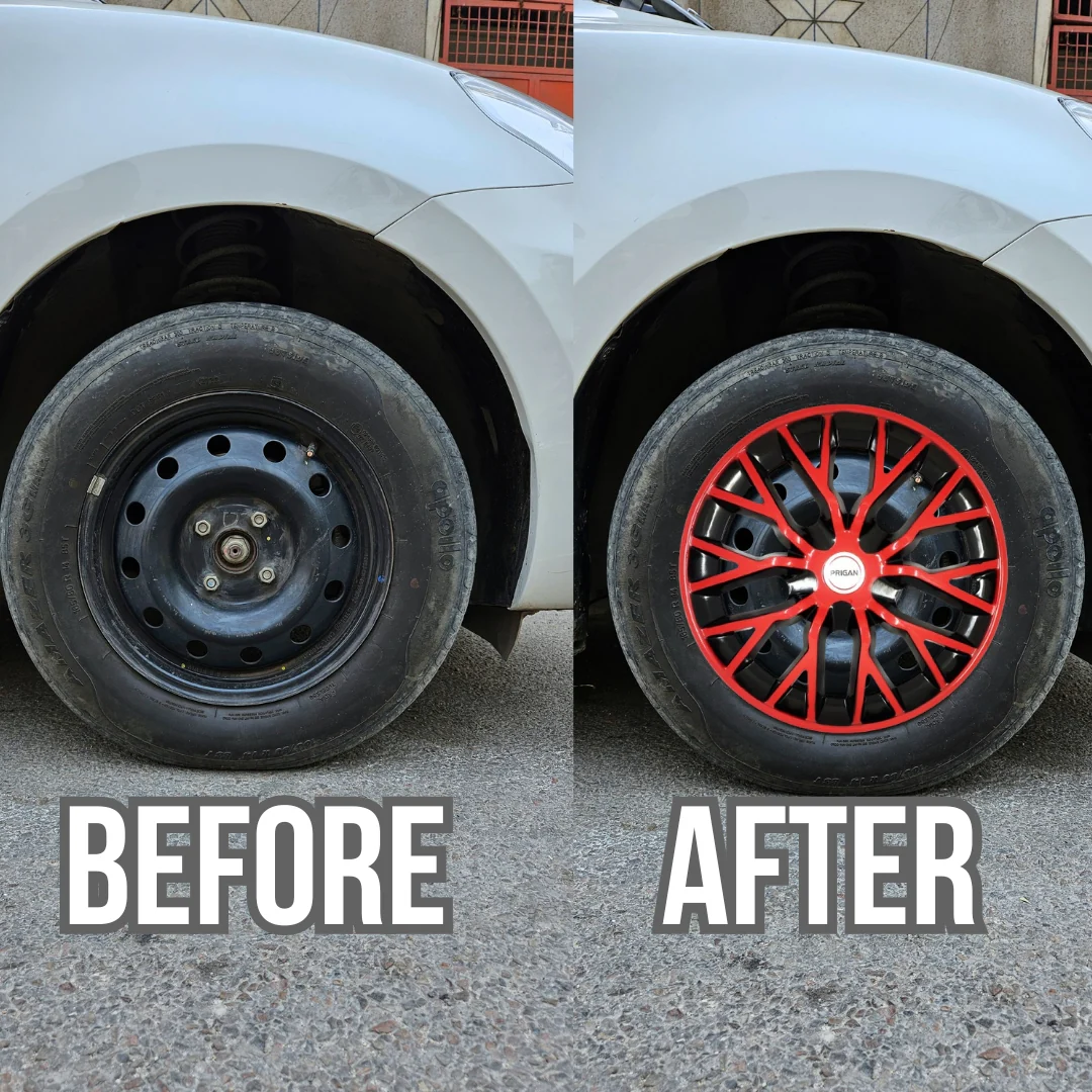 PRIGAN PHANTOM RED BLACK WHEEL COVER  (Set of 4)  AVAILABLE IN 12,13,14,15,16  INCH - Image 3