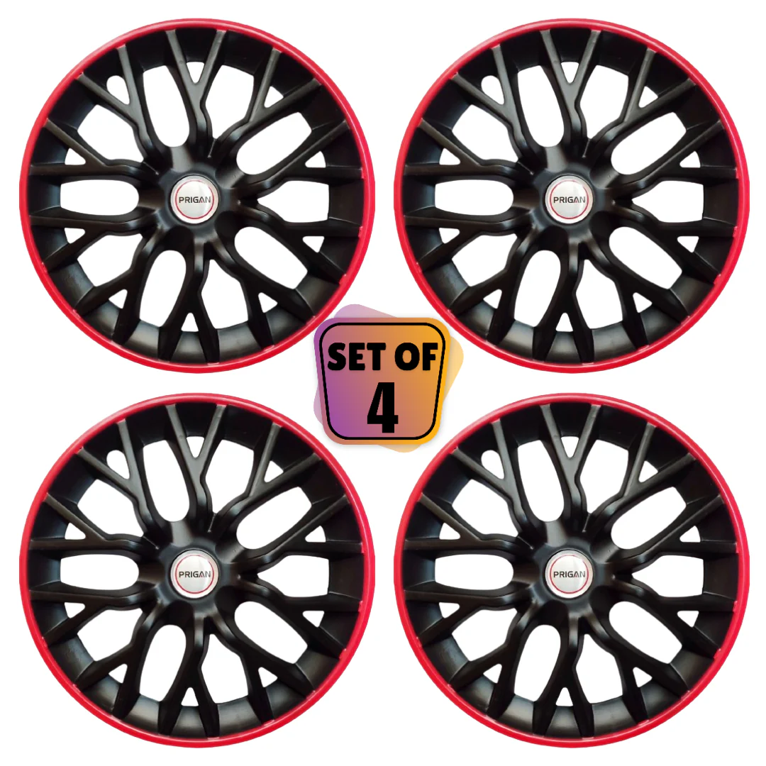 PRIGAN PHANTOM SILVER BLACK RED WHEEL COVER  (Set of 4)  AVAILABLE IN 12,13,14,15,16  INCH - Image 2