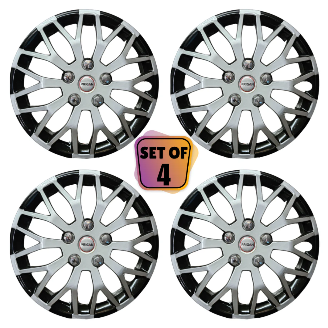 PRIGAN POISON BLACK SILVER WHEEL COVER  (Set of 4)  AVAILABLE IN 12,13,14  INCH - Image 3
