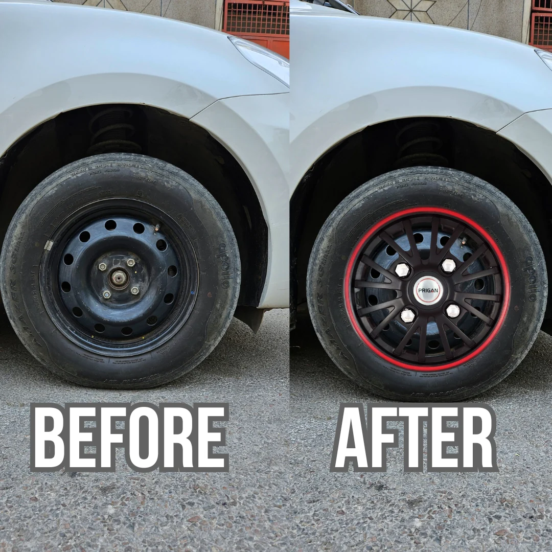 PRIGAN POWER-GT BLACK RED WHEEL COVER  (Set of 4)  AVAILABLE IN 12,13,14 INCH - Image 3