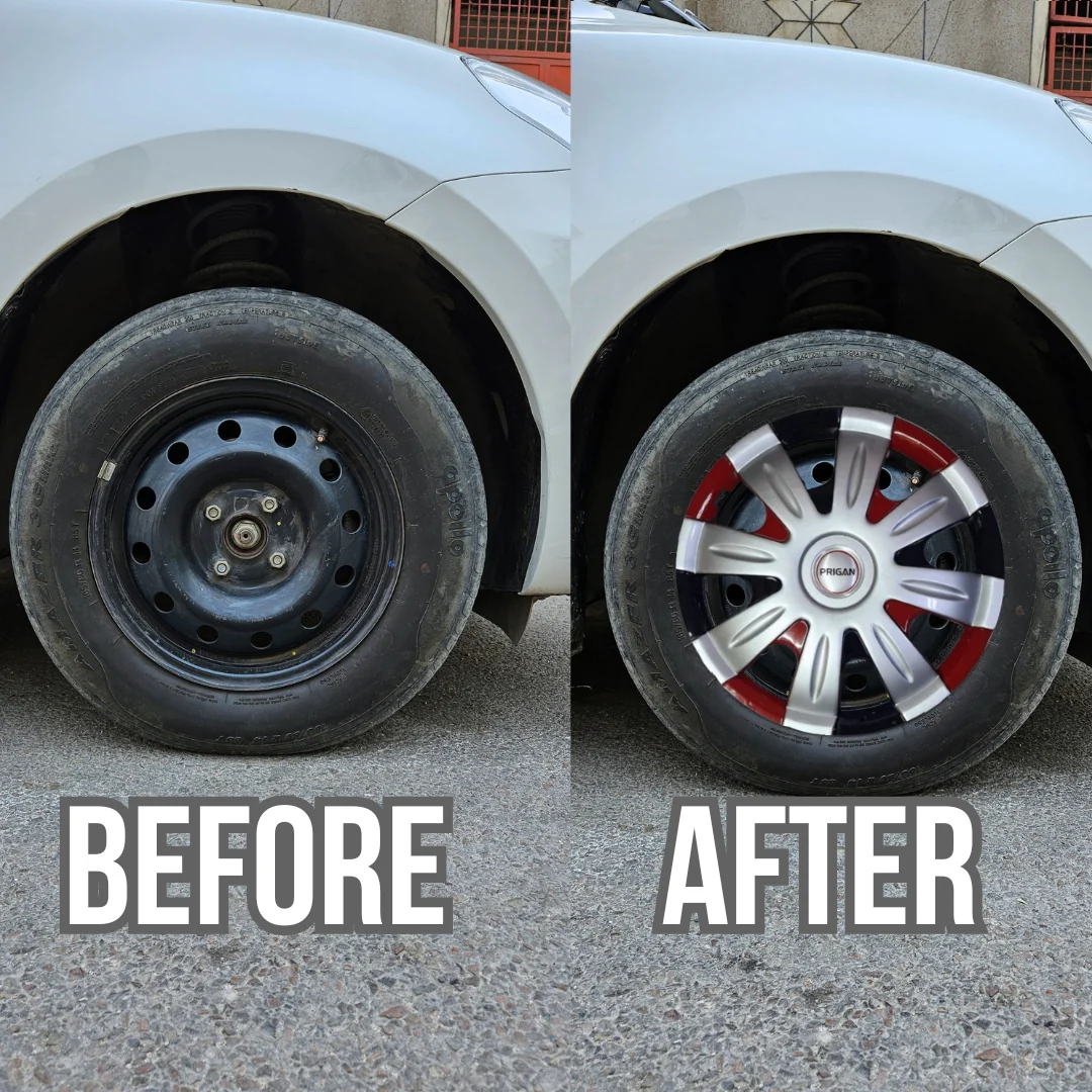 PRIGAN SONEX SILVER BLACK RED WHEEL COVER  (Set of 4)  AVAILABLE IN 13 INCH - Image 3