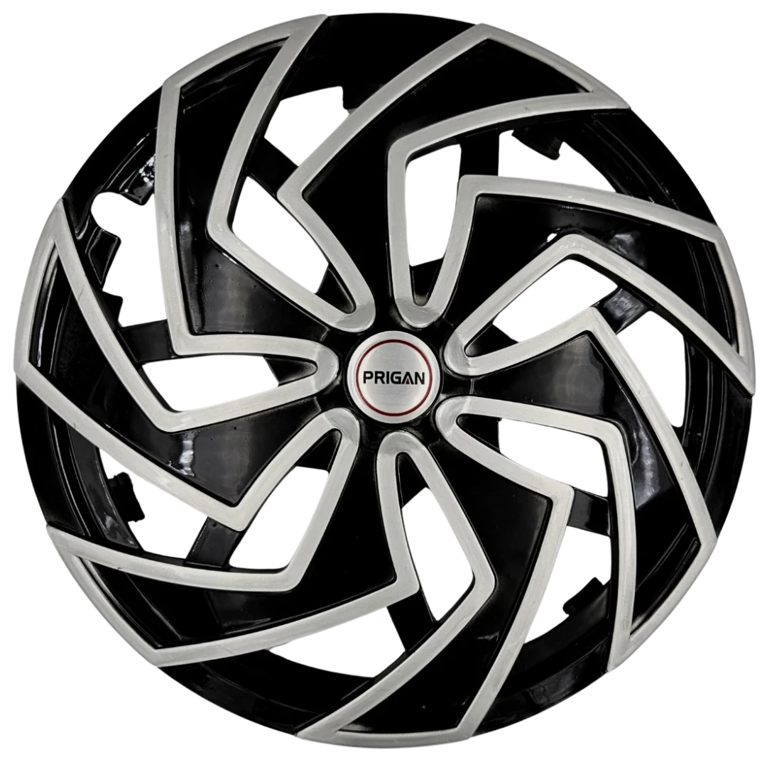 PRIGAN SPIDER BLACK SILVER WHEEL COVER  (Set of 4)  AVAILABLE IN 12,13,14,15,16 INCH