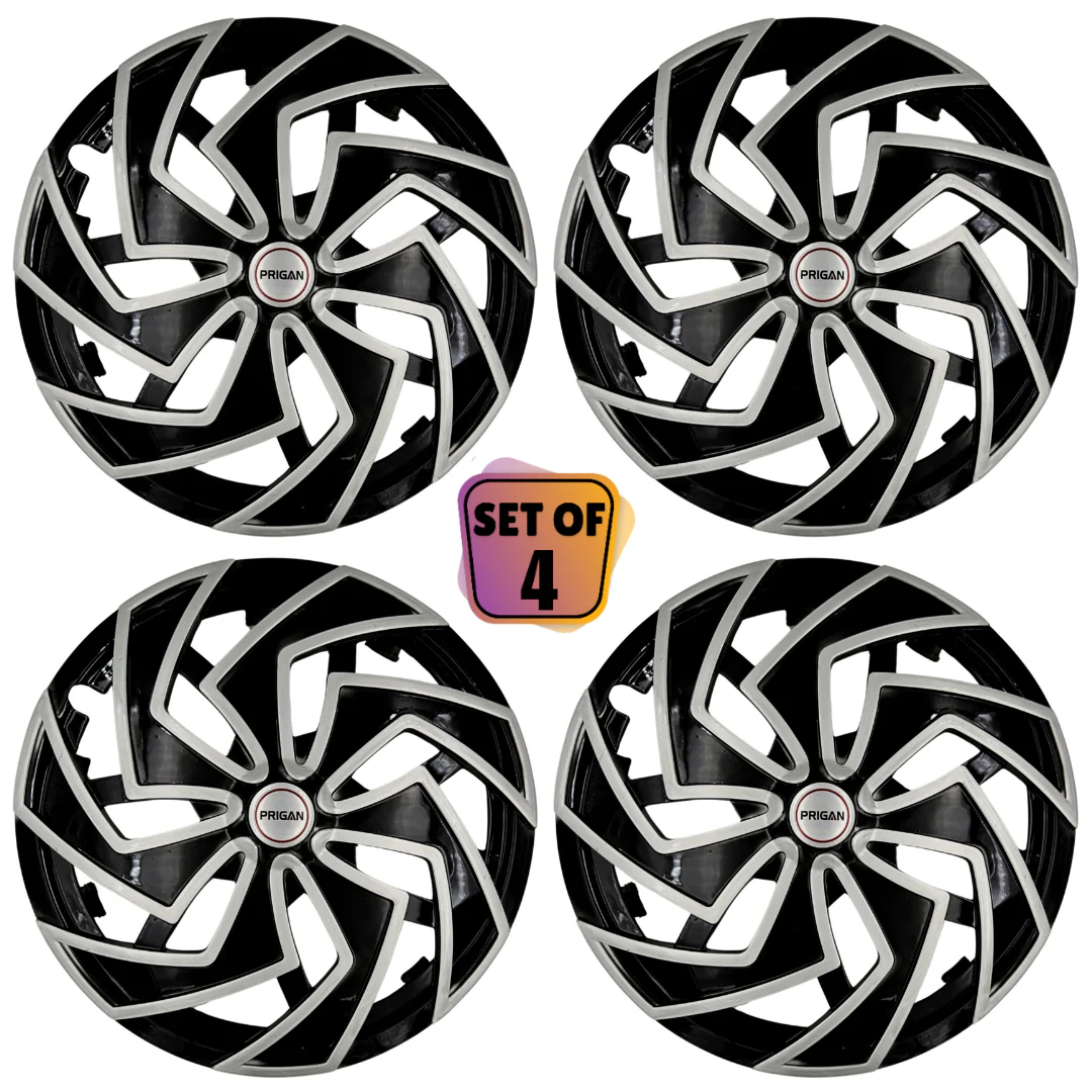 PRIGAN SPIDER BLACK SILVER WHEEL COVER  (Set of 4)  AVAILABLE IN 12,13,14,15,16 INCH - Image 2