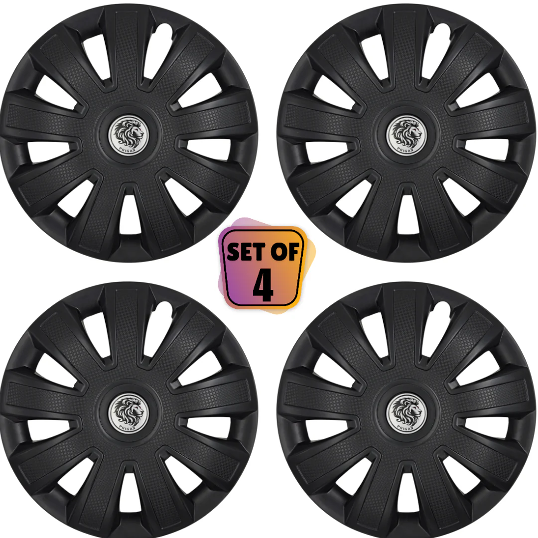 PRIGAN SPIN MATTE BLACK WHEEL COVER  (Set of 4)  AVAILABLE IN 13,14 INCH  (WITH REVOLVING CENTER LOGO) - Image 2