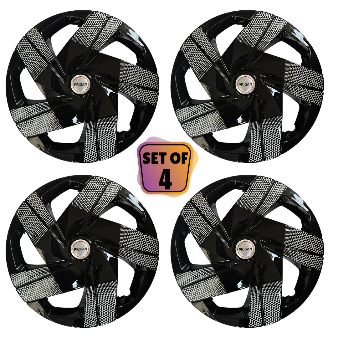 PRIGAN STAREX SILVER BLACK WHEEL COVER  (Set of 4)  AVAILABLE IN 14,15,16 INCH - Image 2