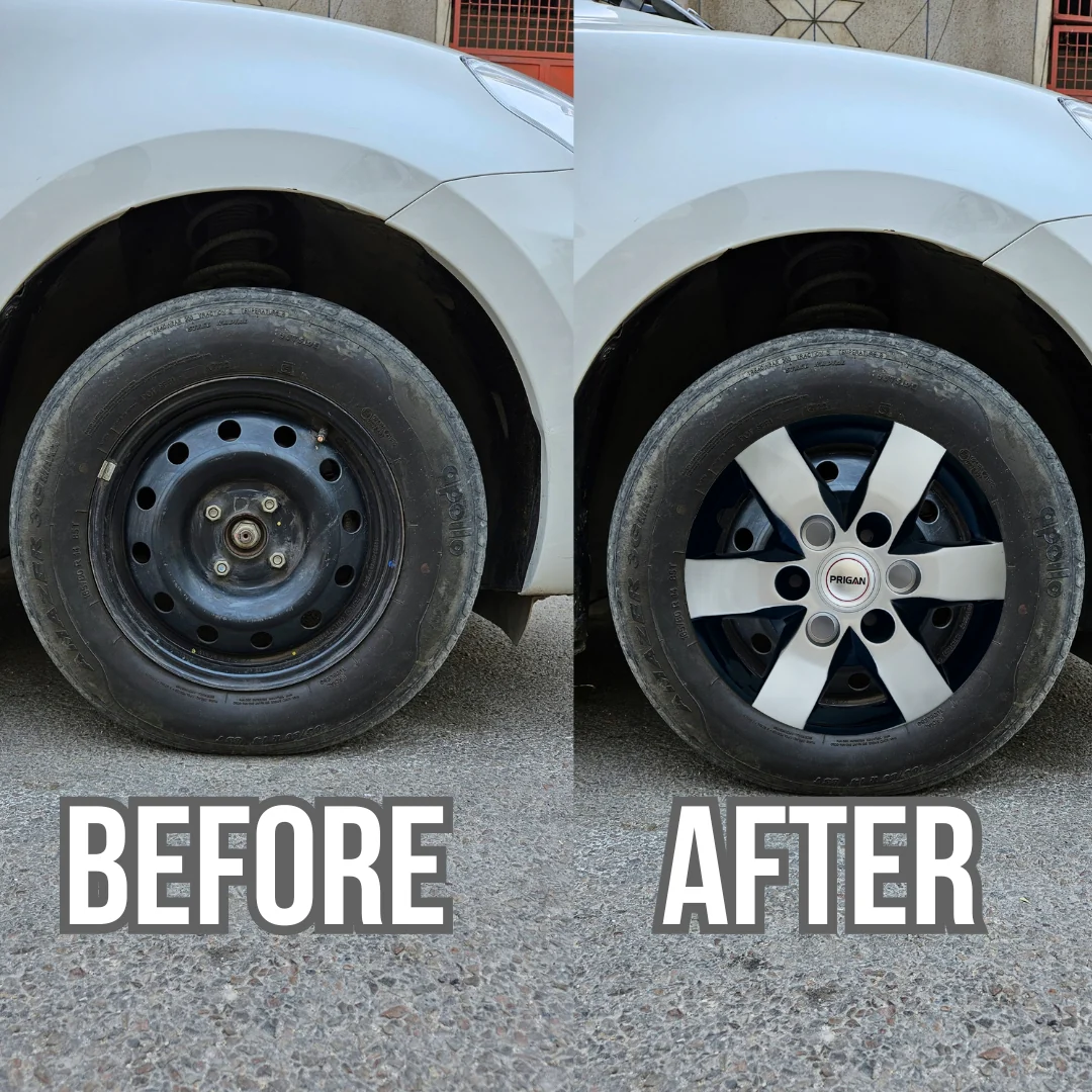 PRIGAN TAVERA 15 INCH SILVER BLACK WHEEL COVER  (Set of 4)  AVAILABLE IN 15 INCH SPECIALLY DESIGNED TO FIT ON TAVERA ONLY - Image 3