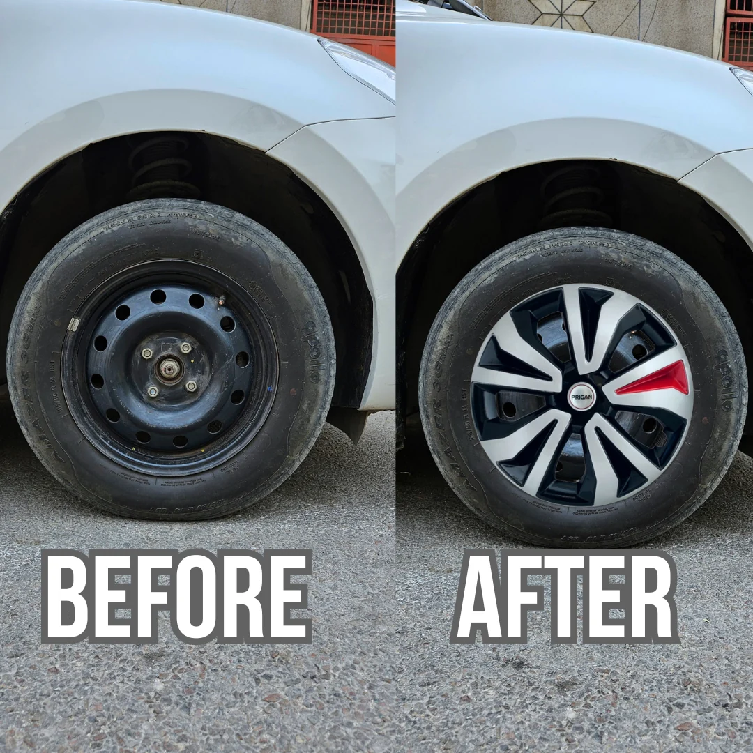 PRIGAN TIAGO TYPE-1 14 INCH SILVER BLACK RED WHEEL COVER  (Set of 4)  AVAILABLE IN 14 INCH - Image 3