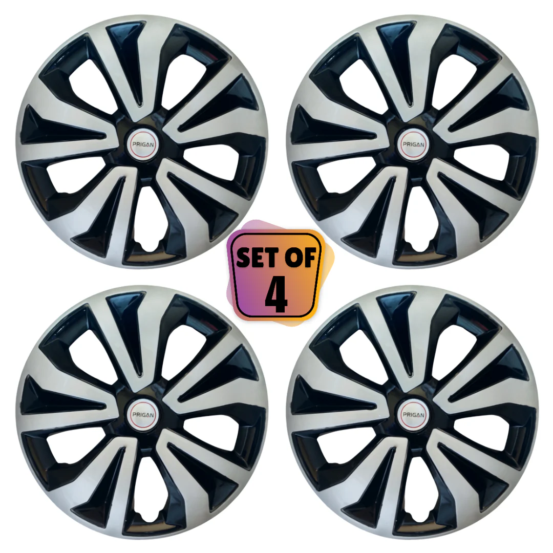 PRIGAN TIAGO TYPE-1 14 INCH SILVER BLACK WHEEL COVER  (Set of 4)  AVAILABLE IN 14 INCH - Image 2