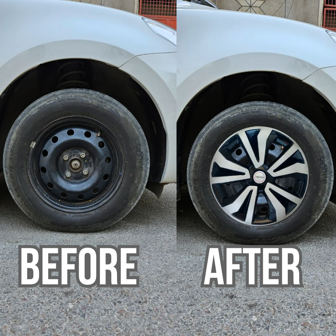 PRIGAN TIAGO TYPE-1 14 INCH SILVER BLACK WHEEL COVER  (Set of 4)  AVAILABLE IN 14 INCH - Image 3